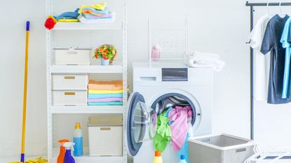 tumble dryer with colourful background