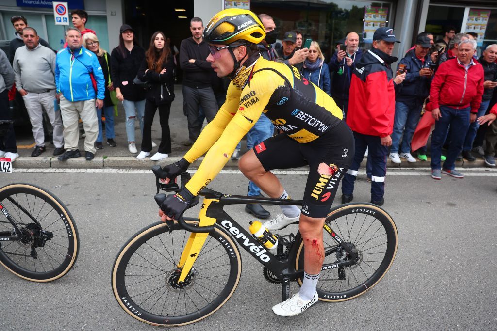 Primoz Roglic at the finish of stage 11 of the Giro d&#039;Italia