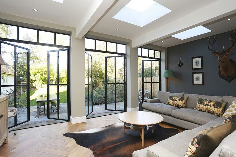 single storey extension ideas with a living area and crittall style doors