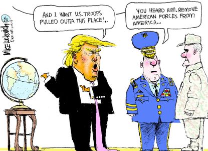 Political Cartoon U.S. Trump Pulls Troops From America