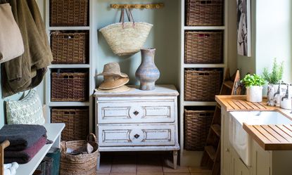 A utility room with storage