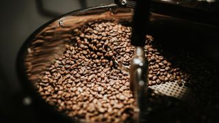 coffee beans in roaster