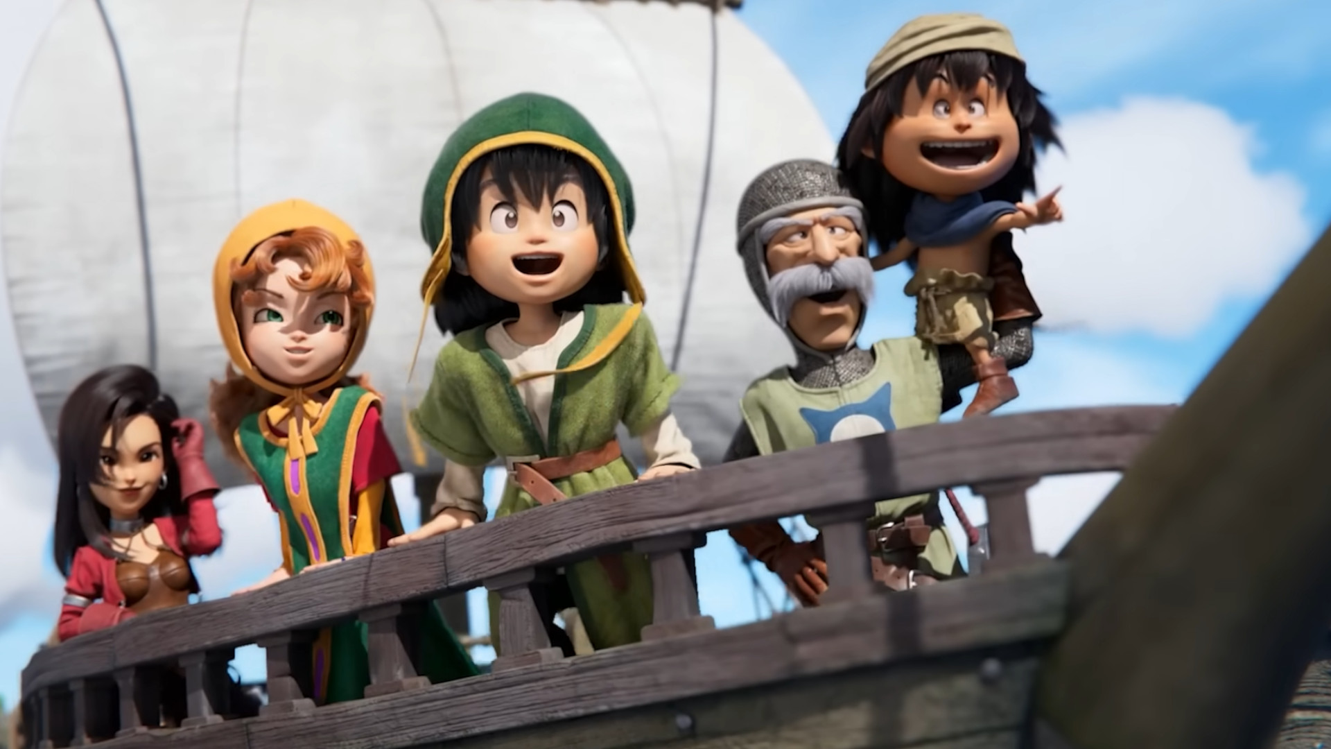 The hero with his party sailing a boat during the Switch and Switch 2 RPG, Dragon Quest 7 Reimagined
