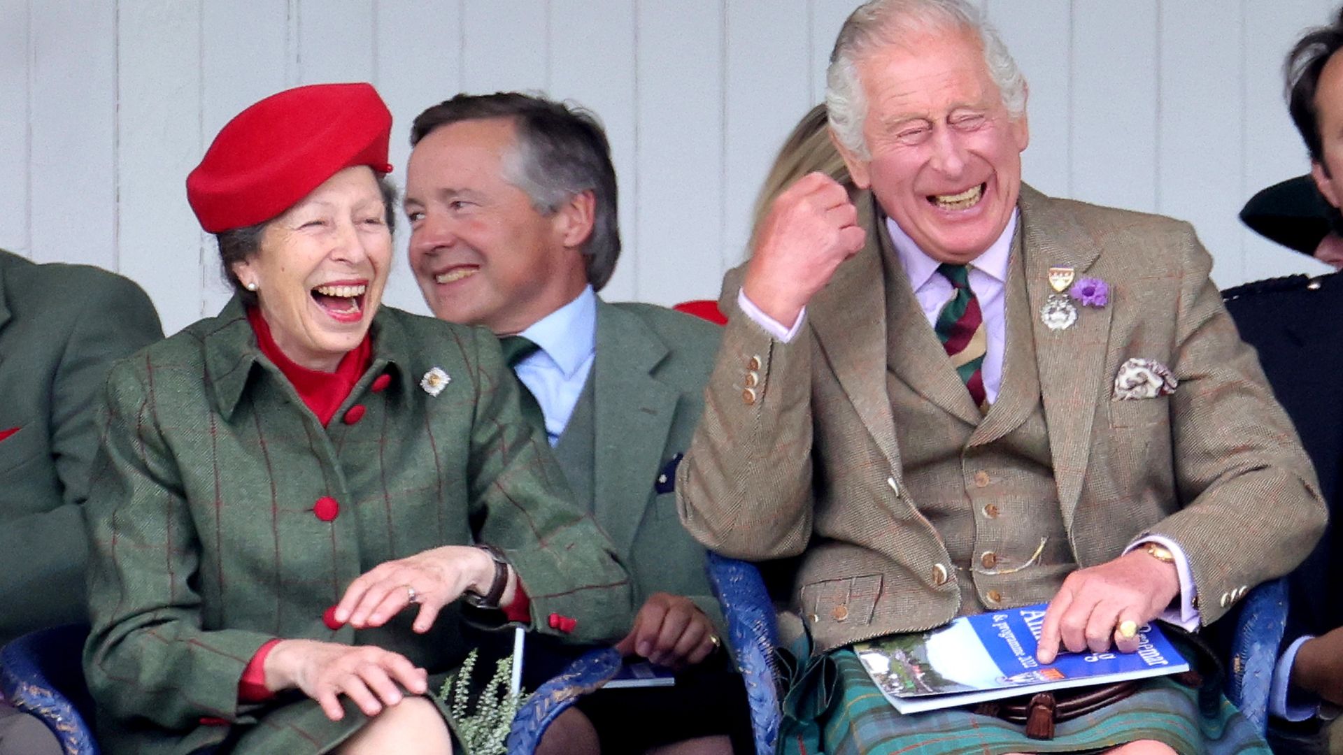 Princess Anne and King Charles laughing
