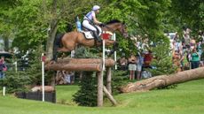 Pictured Emily King and Valmy Biats during the 2026 Badminton Horse Trials cross-country.