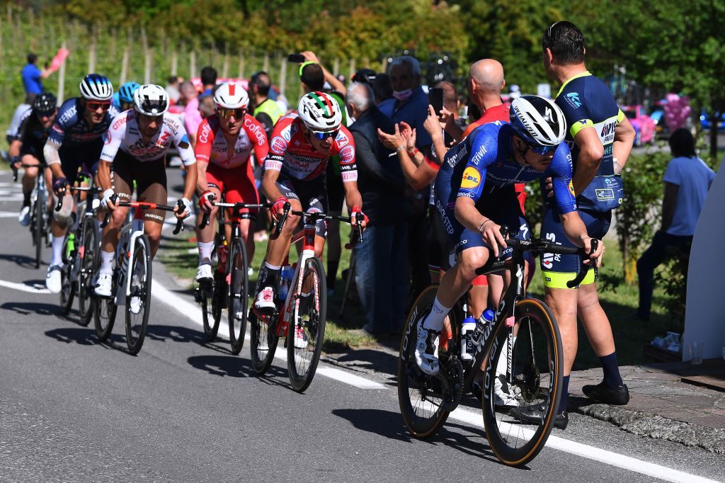STRADELLA ITALY MAY 27 Remi Cavagna of France and Team Deceuninck QuickStep attacks in the Breakaway during the 104th Giro dItalia 2021 Stage 18 a 231km stage from Rovereto to Stradella UCIworldtour girodiitalia Giro on May 27 2021 in Stradella Italy Photo by Tim de WaeleGetty Images