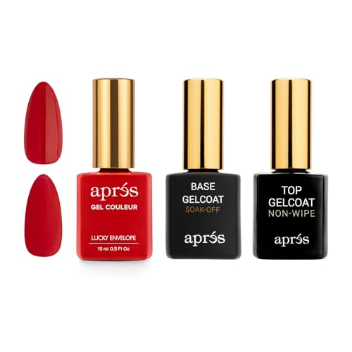 Apres Gel Couleur Trio Set - Lucky Envelope, Base Coat, Non-Wipe Top Gel Coat (15ml)