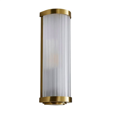 gold fluted glass bathroom wall light