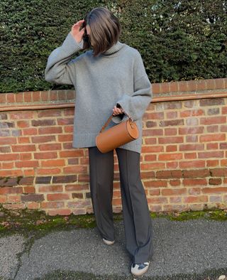 Fashion influencer @lucyalston_ wearing an elegant, on-trend outfit that taps into the "quiet luxury" aesthetic.