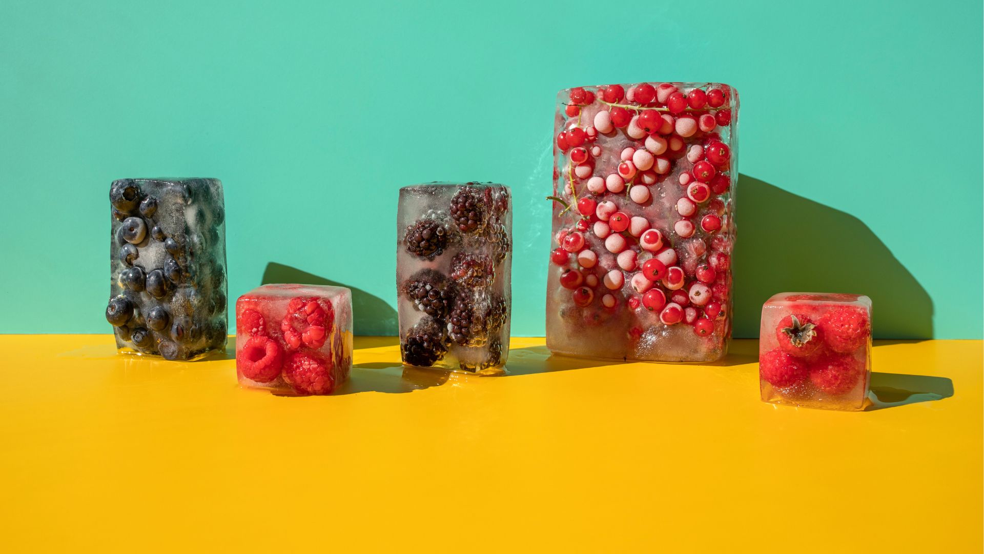 Frozen berries in a block of ice