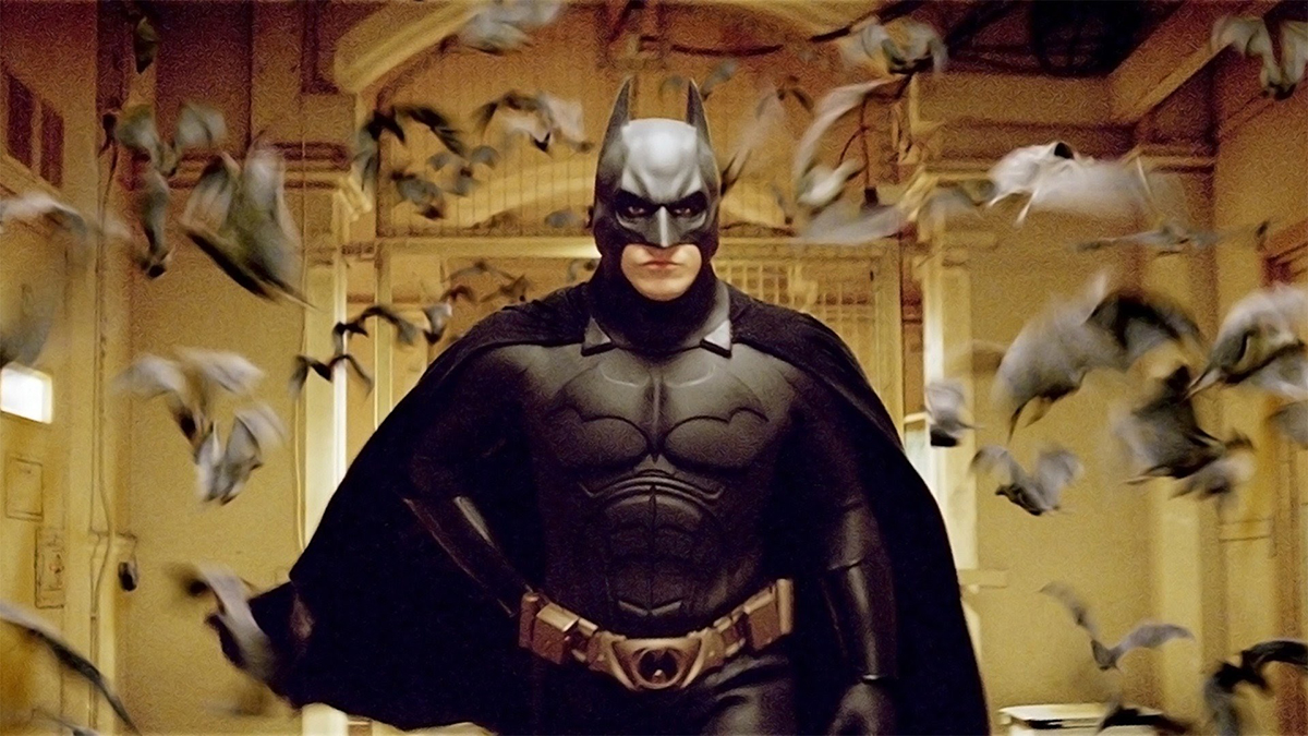 Batman and some bats in Batman Begins