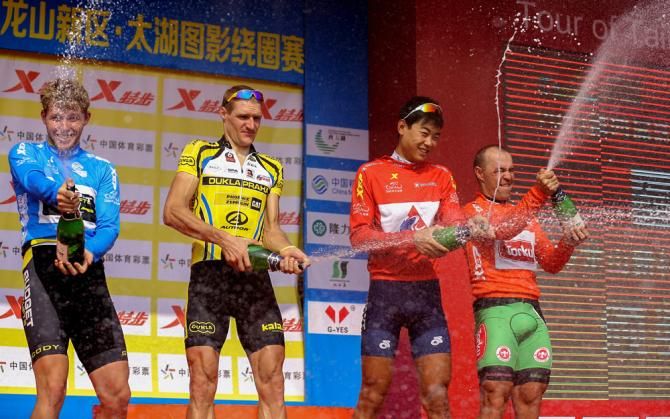 The jersey holders after stage 6 at the Tour of Taihu