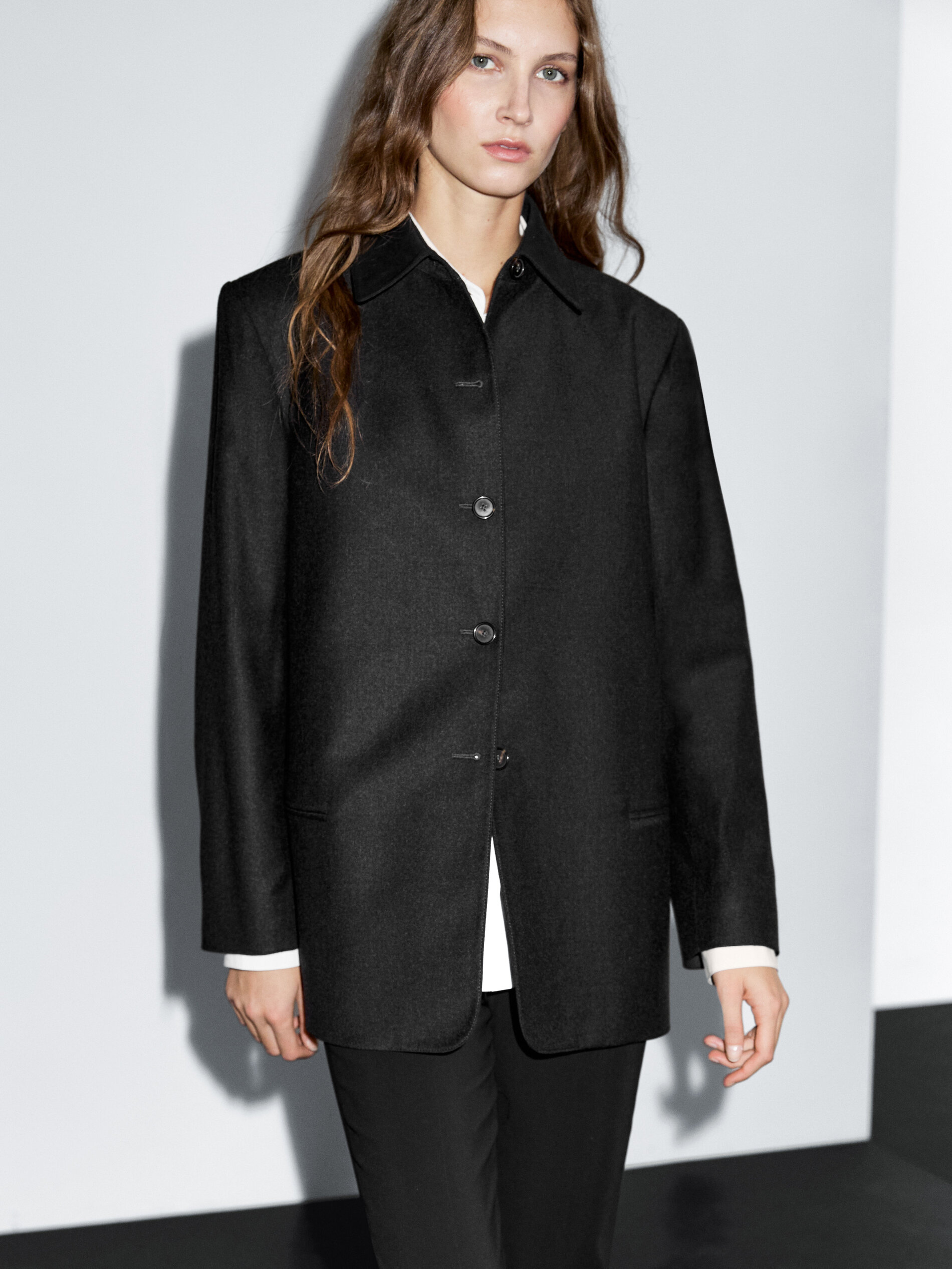 Contrast Collar Short Coat