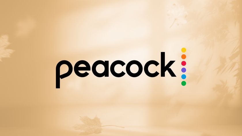 Peacock logo on fall background