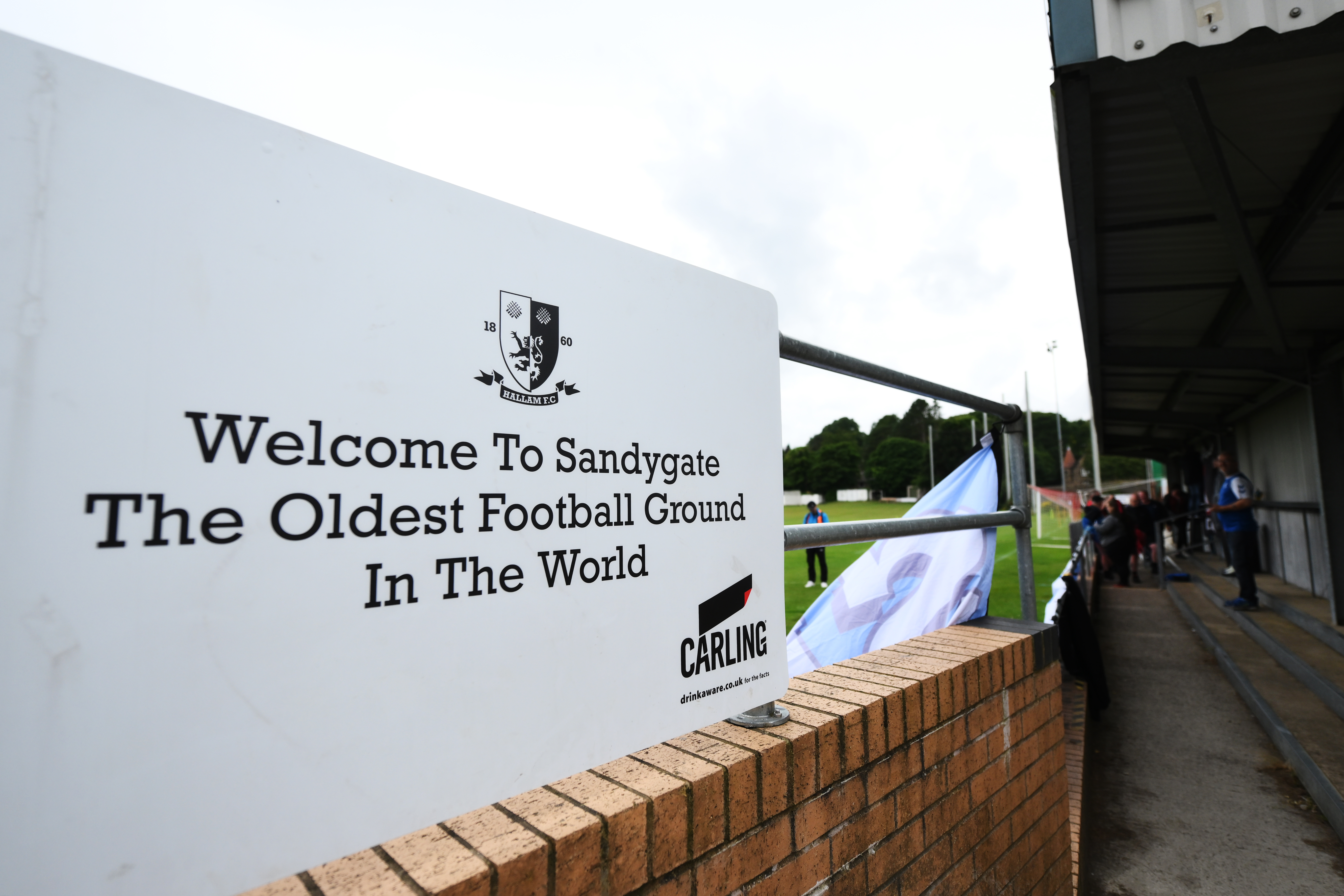 General view of the Sandygate stadium ahead of a match between Hallam and Lower Breck in August 2024.