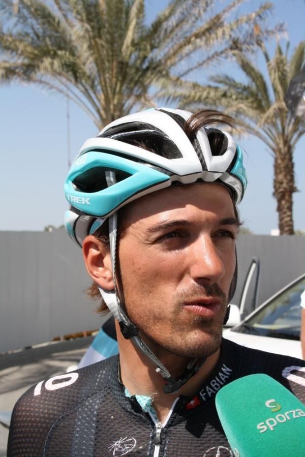 Fabian Cancellara does an interview with Sporza television.