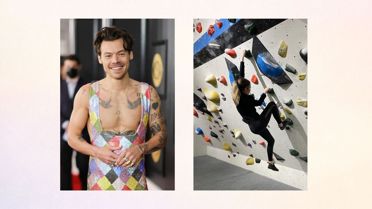 Bouldering for beginners: Harry Styles, who enjoys the workout, and Liz Connor giving bouldering a go