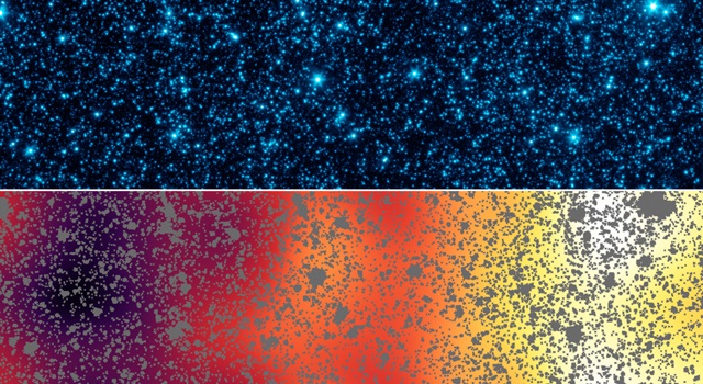 Astronomers have uncovered patterns of light that appear to be from the first stars and galaxies that formed in the universe. The light patterns were hidden within a strip of sky observed by NASA&#039;s Spitzer Space Telescope.