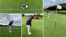 Top 50 Coach Alex Elliott demonstrating how to use golf alignment sticks in various ways on the golf course