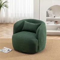 KINWELL Green Polyester Barrel Chair with Swivel