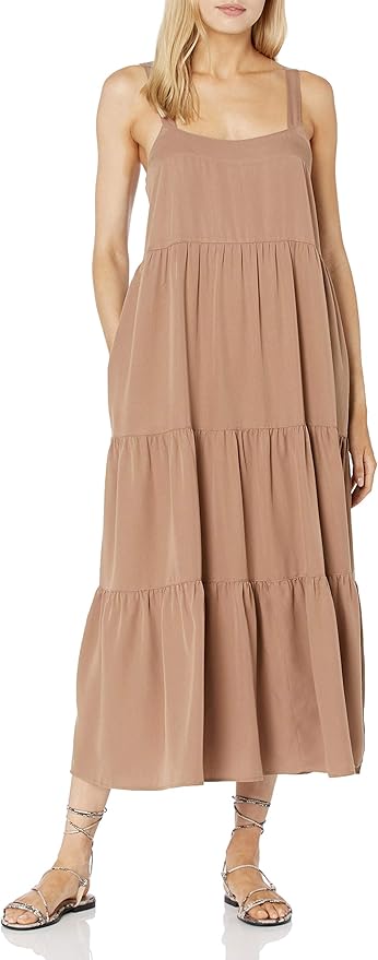 The Drop, The Drop Women's Britt Tiered Maxi Tent Dress , Mushroom, Xs