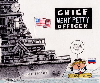 Political Cartoon U.S. Navy Trump USS McCain