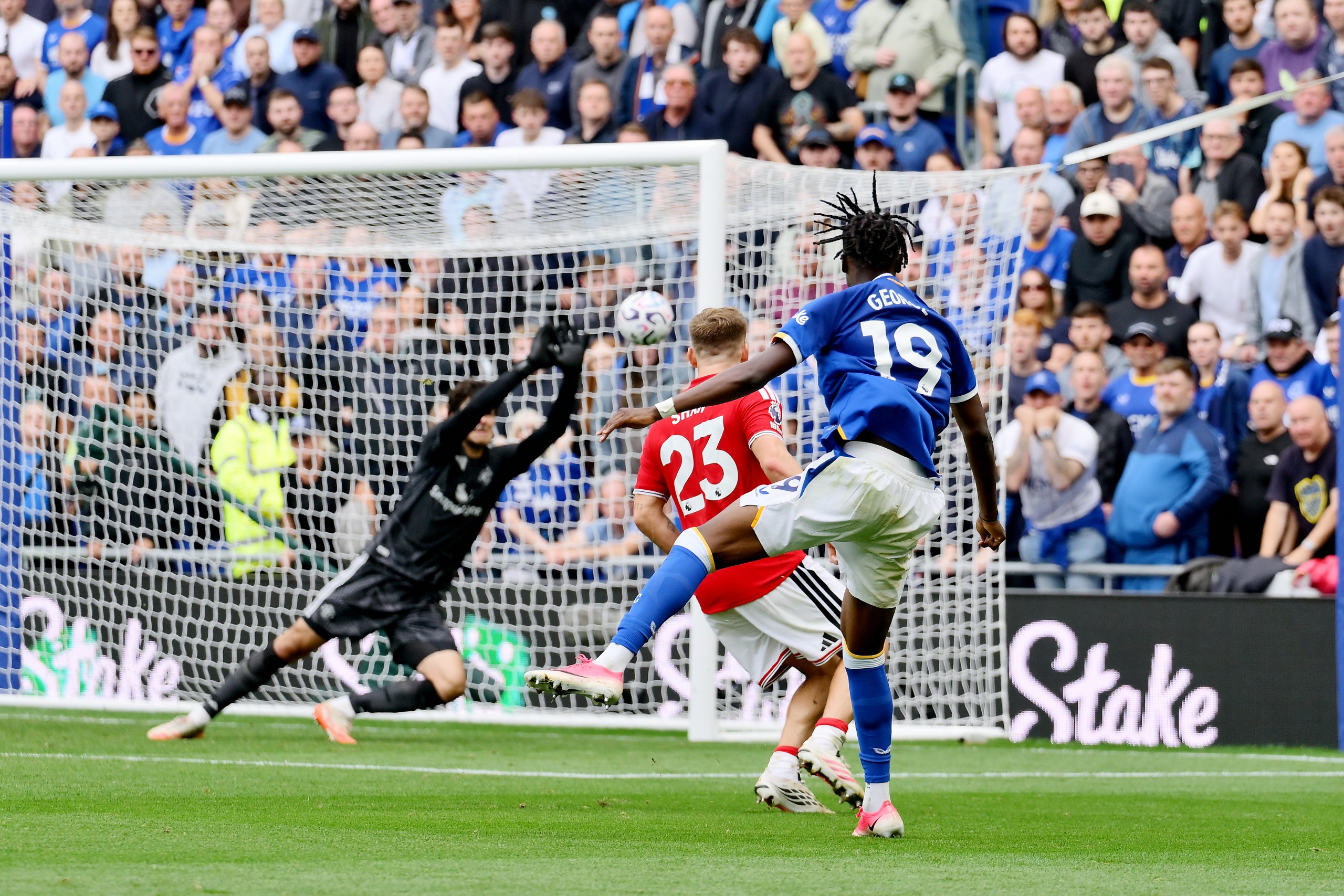 Tyrique George finds the back of the net for Everton