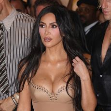 Kim Kardashian wears a naked dress during London Fashion Week September 2026 at SKIMS Regent Street on September 18, 2026