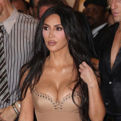 Kim Kardashian wears a naked dress during London Fashion Week September 2026 at SKIMS Regent Street on September 18, 2026