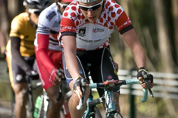 Patrick Lane (Team Jayco Skins) on the front of a break around sixty kilometres into the 76.8km stage.