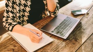 A woman working through her to do list