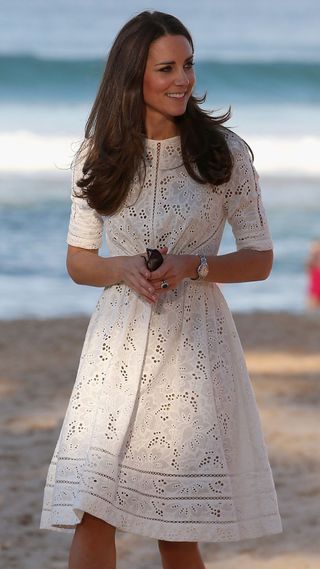 Kate Middleton in white Zimmerman midi dress