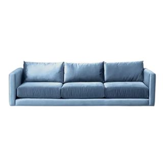 A sky blue sofa in velvet