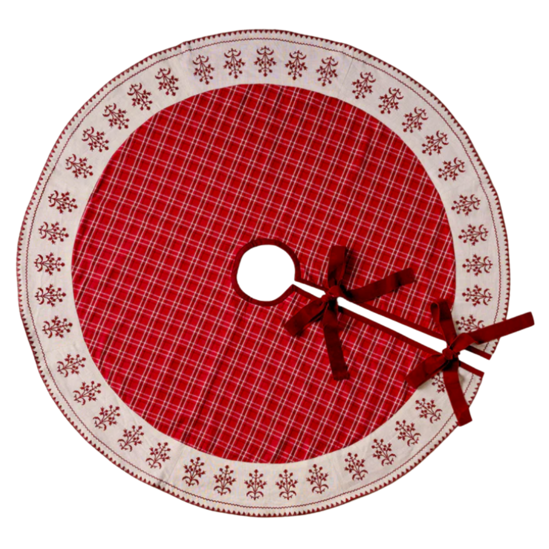 Vintage Red Plaid Tree Skirt