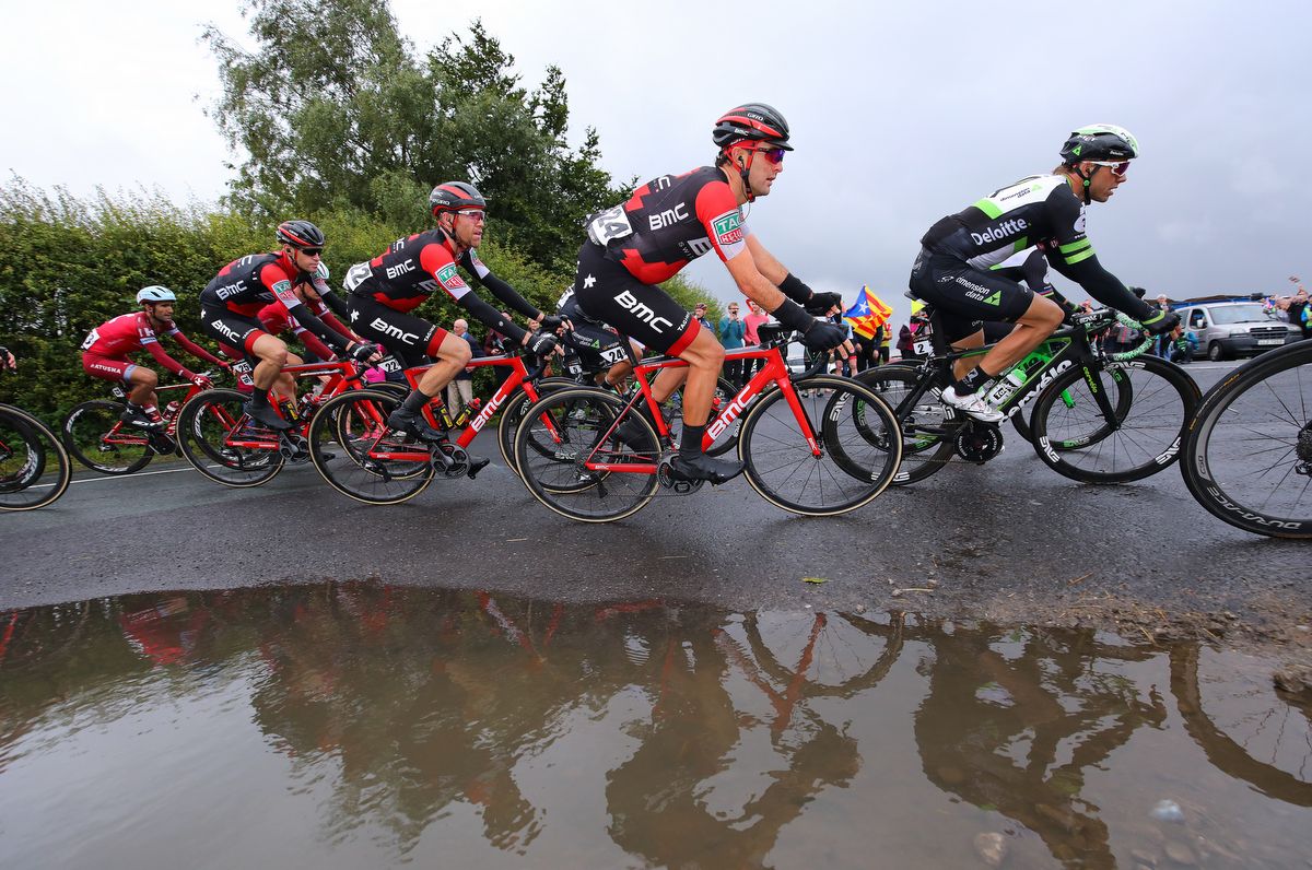 No surprise the riders opted to miss the puddle on this corner