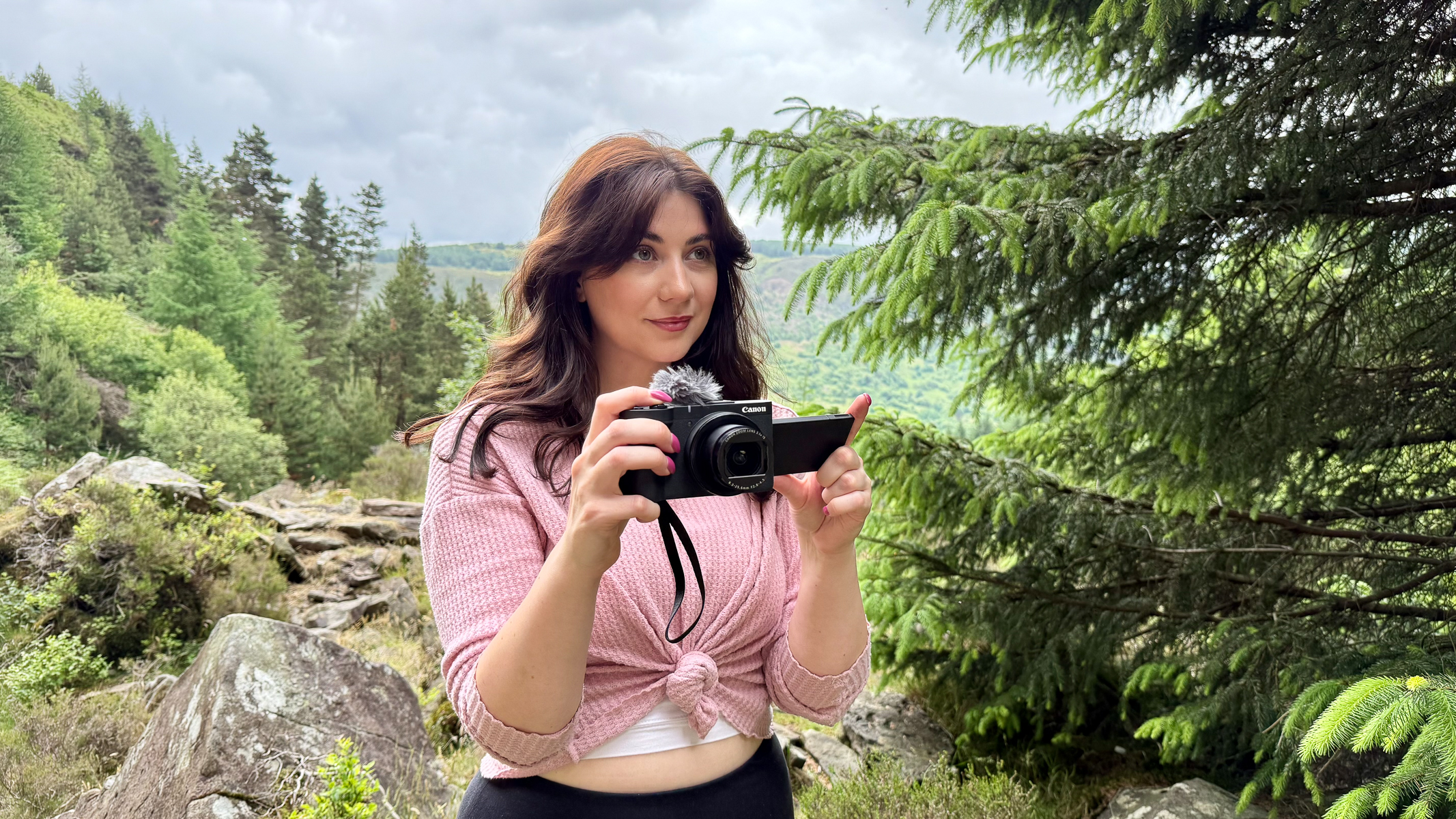 author Kimberley Lane using the Canon PowerShot V1