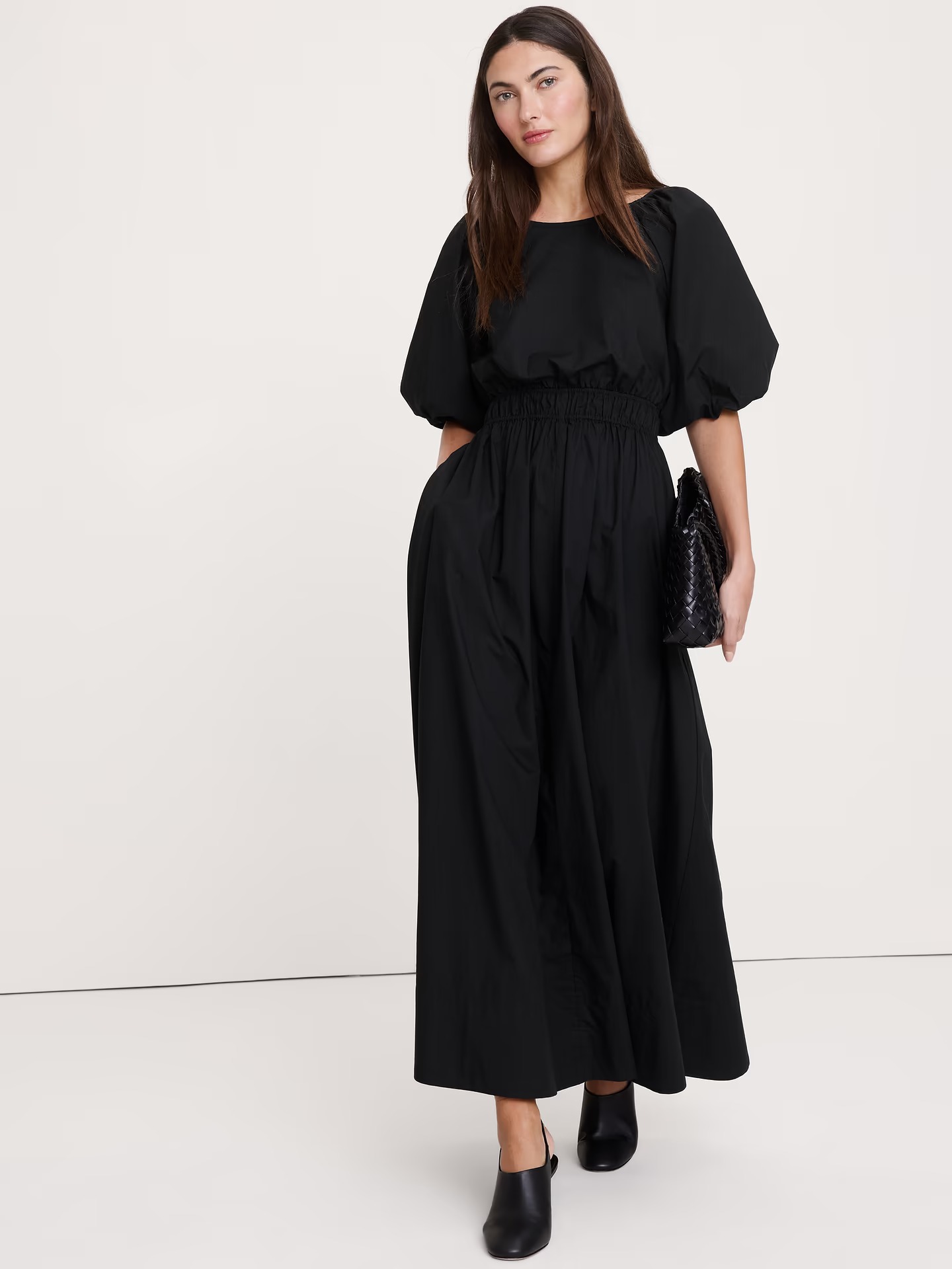 Banana Republic, Cotton Poplin Puff-Sleeve Maxi Dress