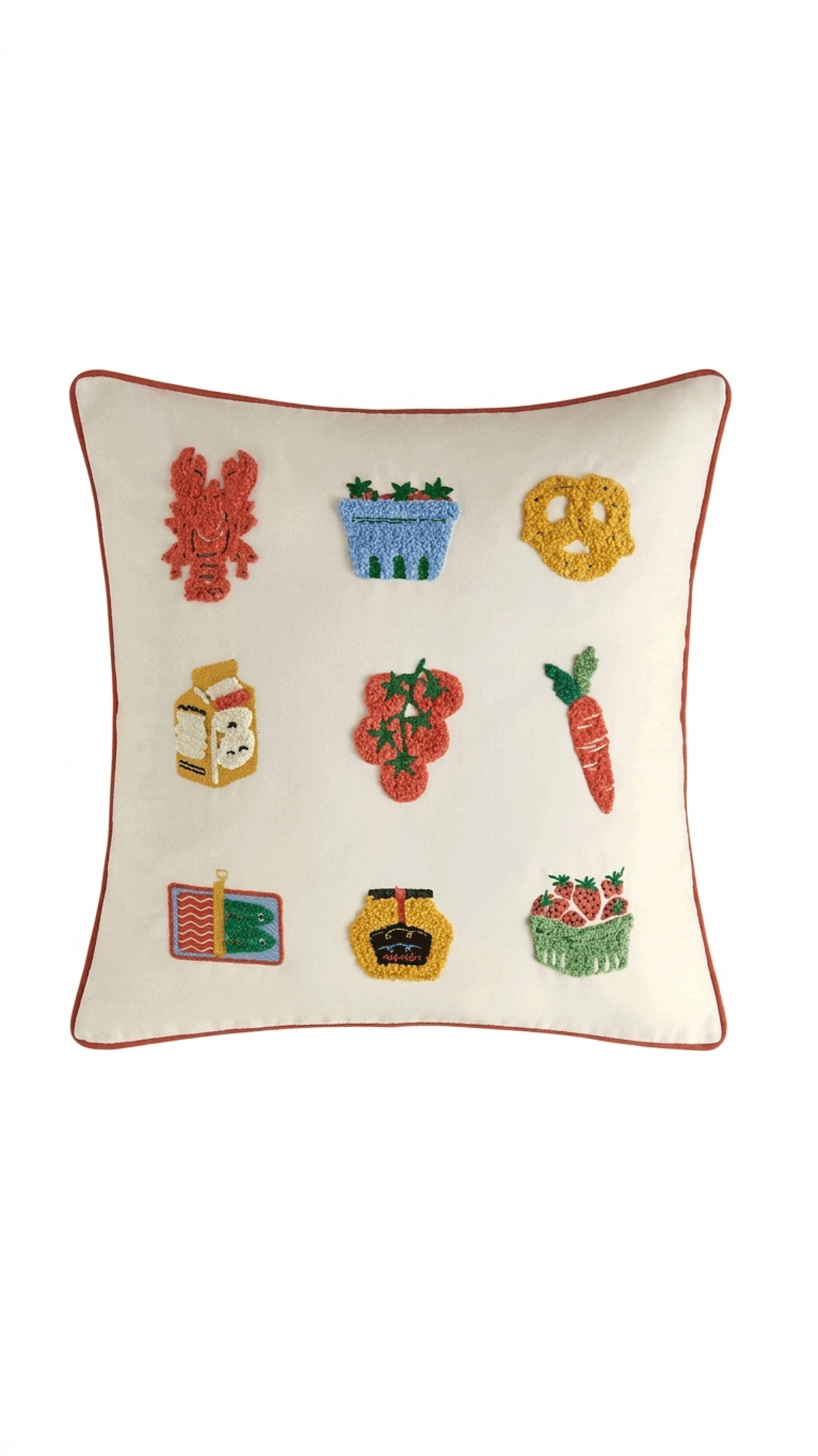 Embroidered Grocery Items Cushion