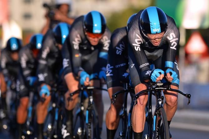 Chris Froome leads Team Sky in the Vuelta TTT