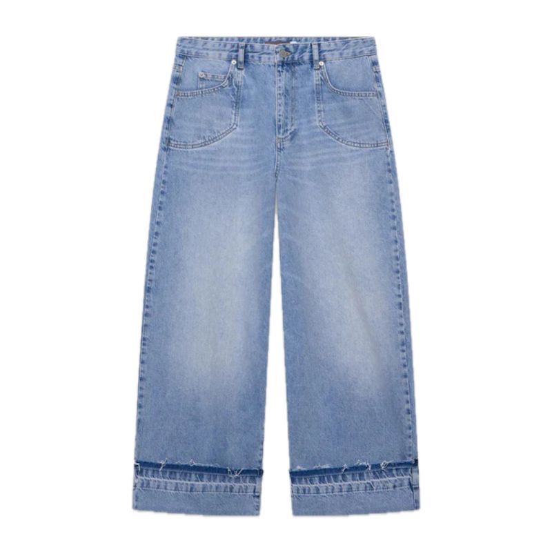 Mint Velvet , Mid Indigo Turn Up Wide Jeans