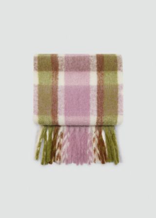 Checkered Scarf With Fringed Ends - Women | Mango Usa