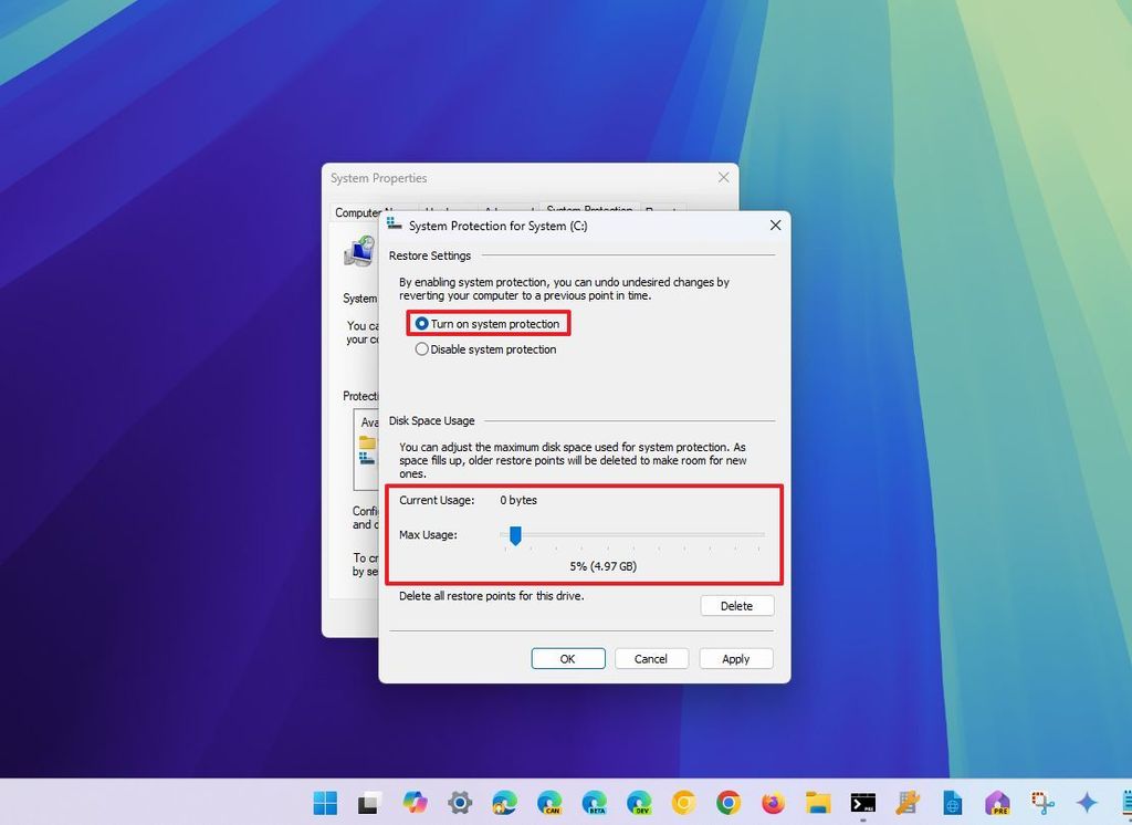 Windows 11 enable System Restore