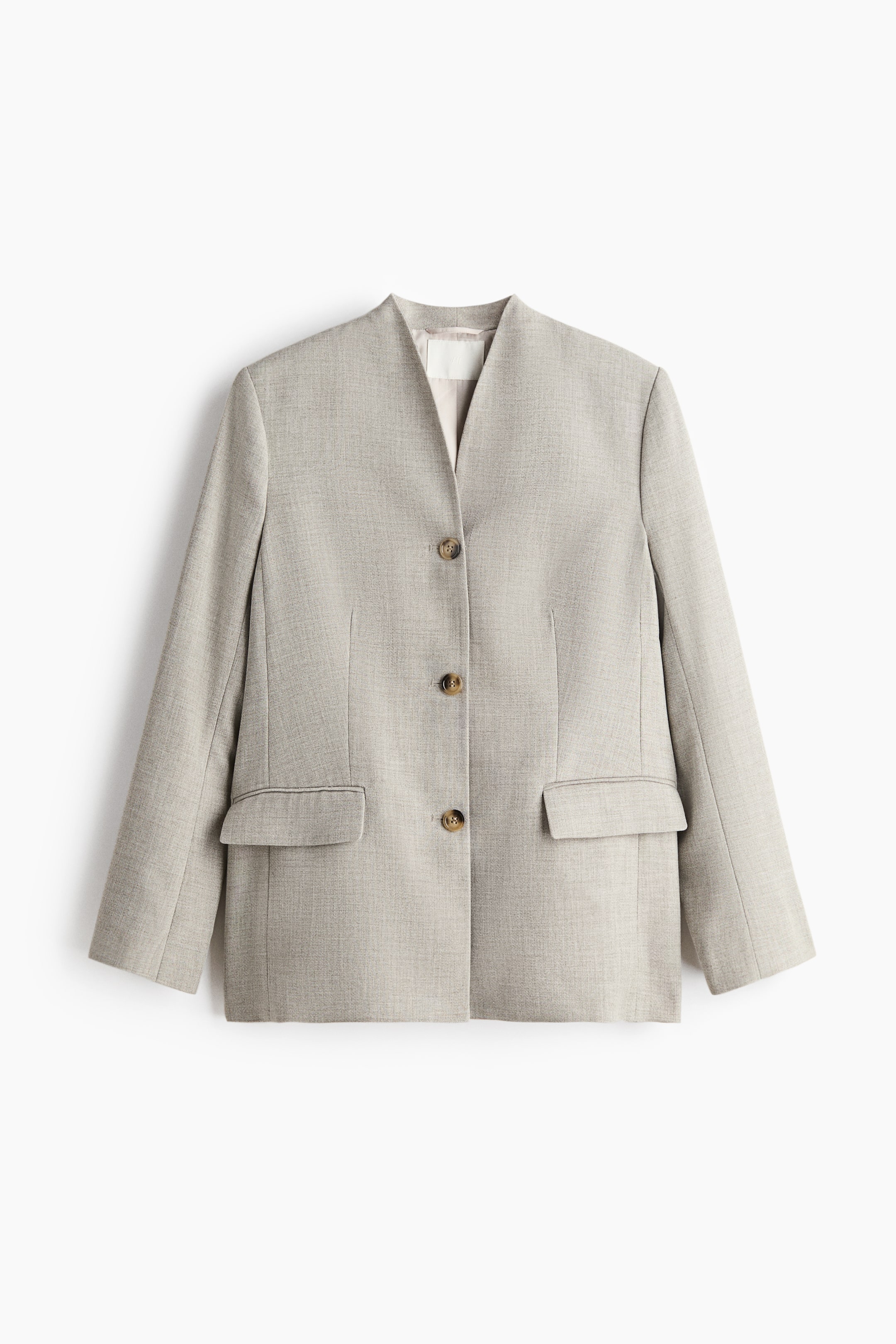 Lapelless Blazer - Beige