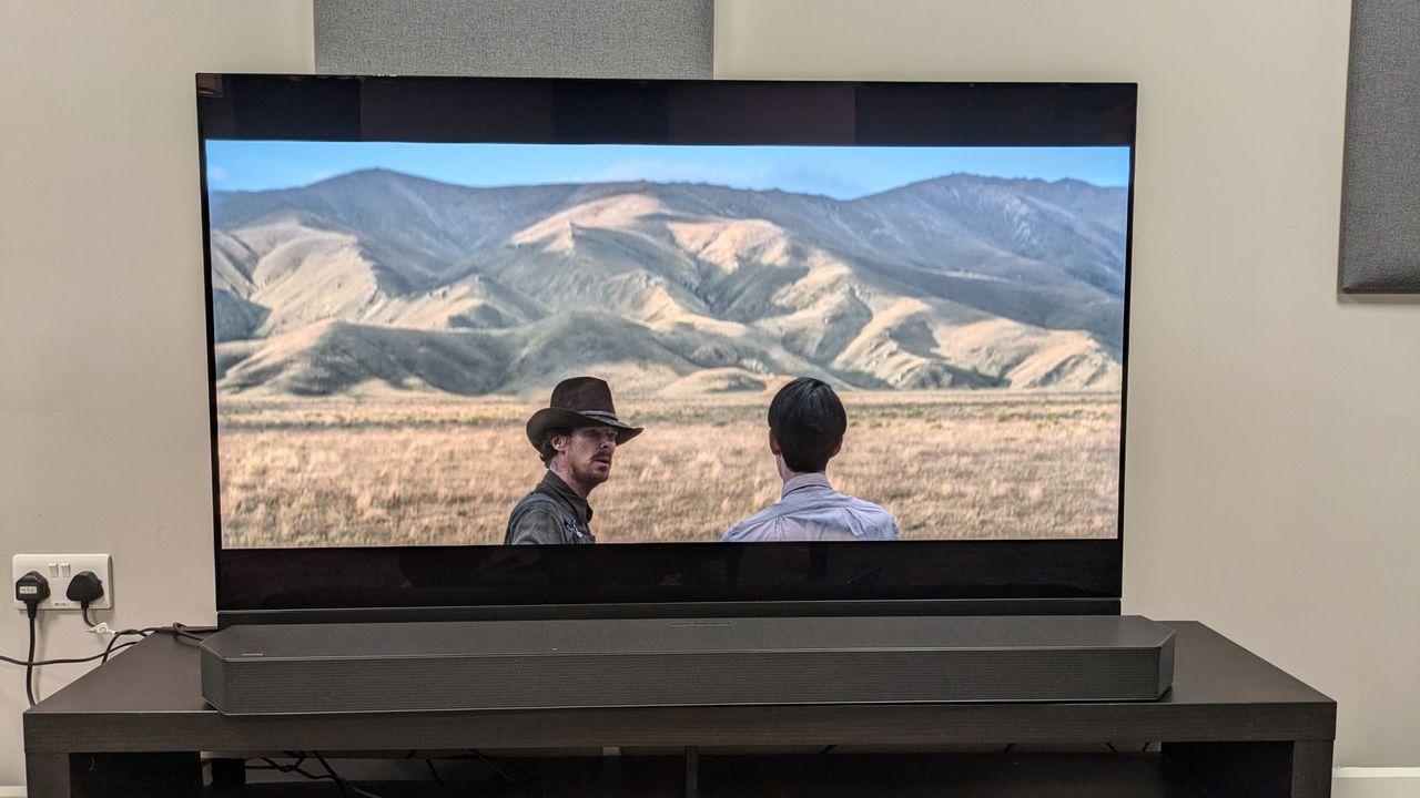 Power of the dog with Benedict Cumberbatch and Kodi Smit-McPhee on Panasonic MZ1500 screen