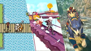 Best Pokémon games - A Monster Crown screenshot, Temtem screenshot, and Monster Hunter Stories 2 screenshot side by side