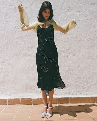 Maryam Nassir Zadeh X J.crew Embellished Bias-Cut Slip Dress in Chiffon