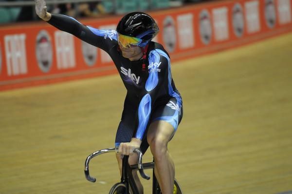 Sir Chris Hoy waves to the crowd