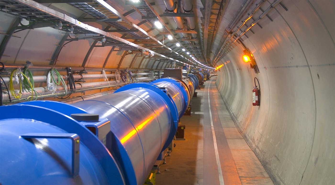 The world's largest atom smasher, the Large Hadron Collider, forms a 17-mile-long (27 kilometers) ring under the French-Swiss border.