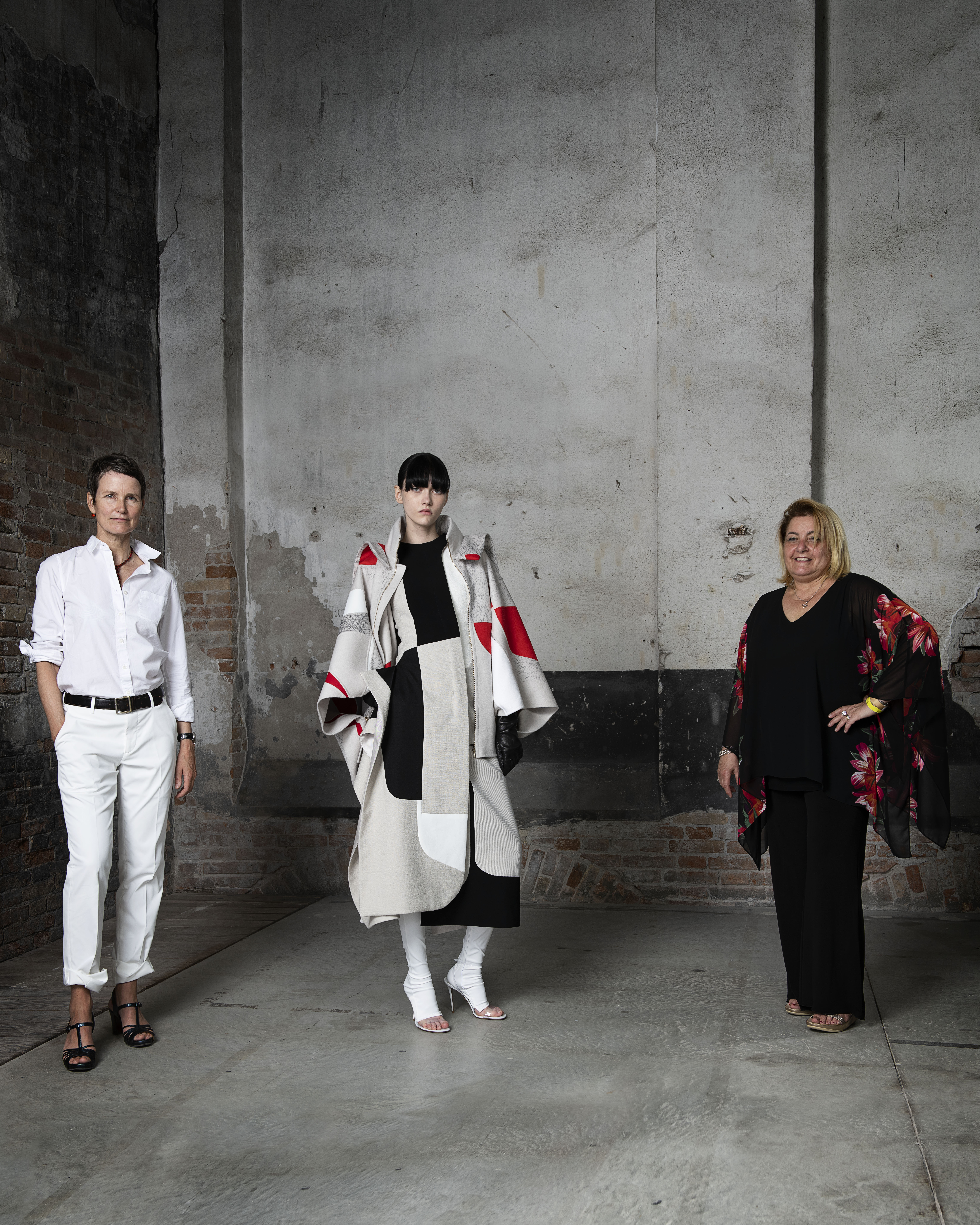 Models posing in fashionable clothing
