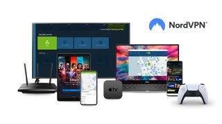 NordVPN running on a desktop, mobile devices, Apple TV, a router and a game console